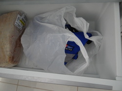 ice vest in freezer inside open shopping bag